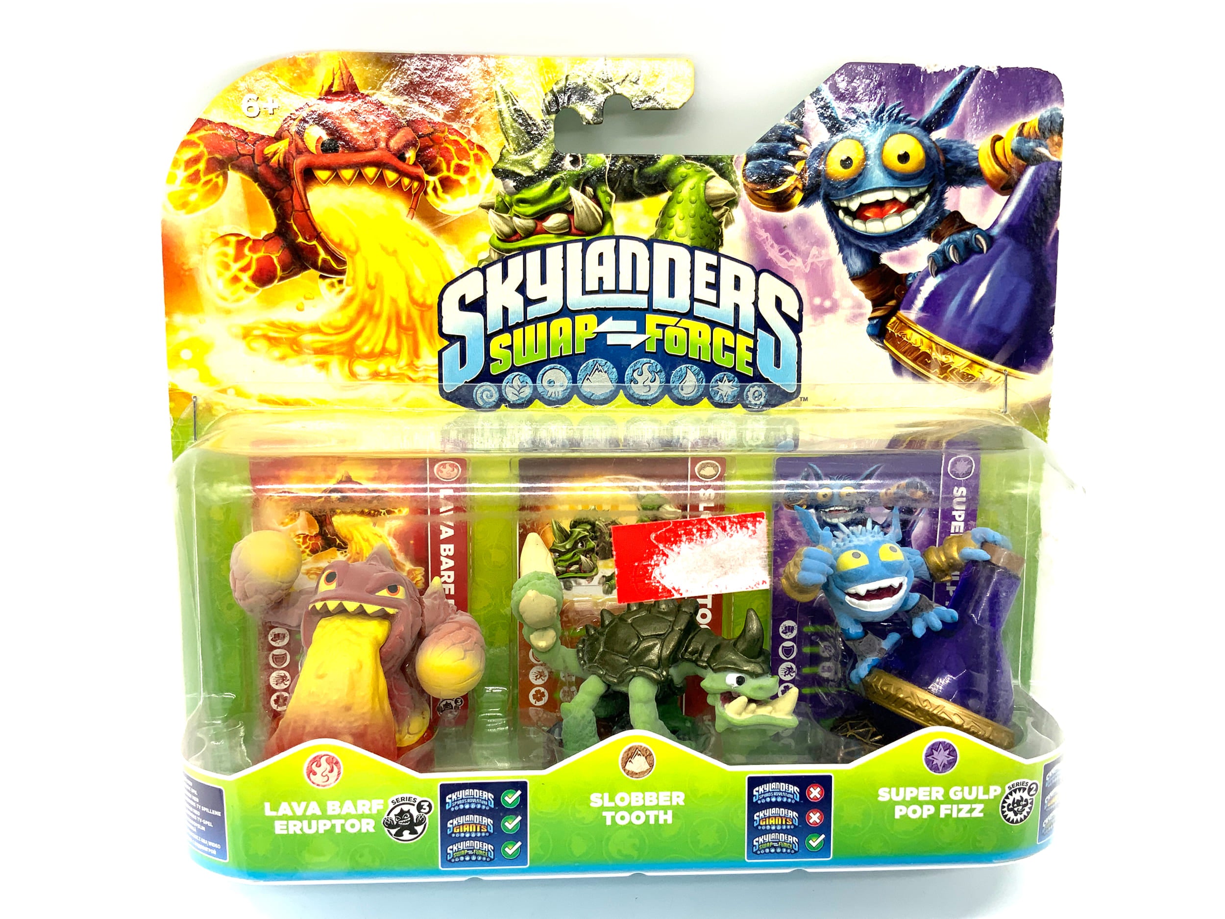 Skylanders Swap Force Triple Pack Eruptor Slobber Tooth Pop Fizz in OVP
