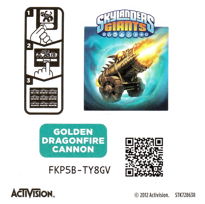 Skylanders Giants Golden Dragonfire Cannon Aufkleber