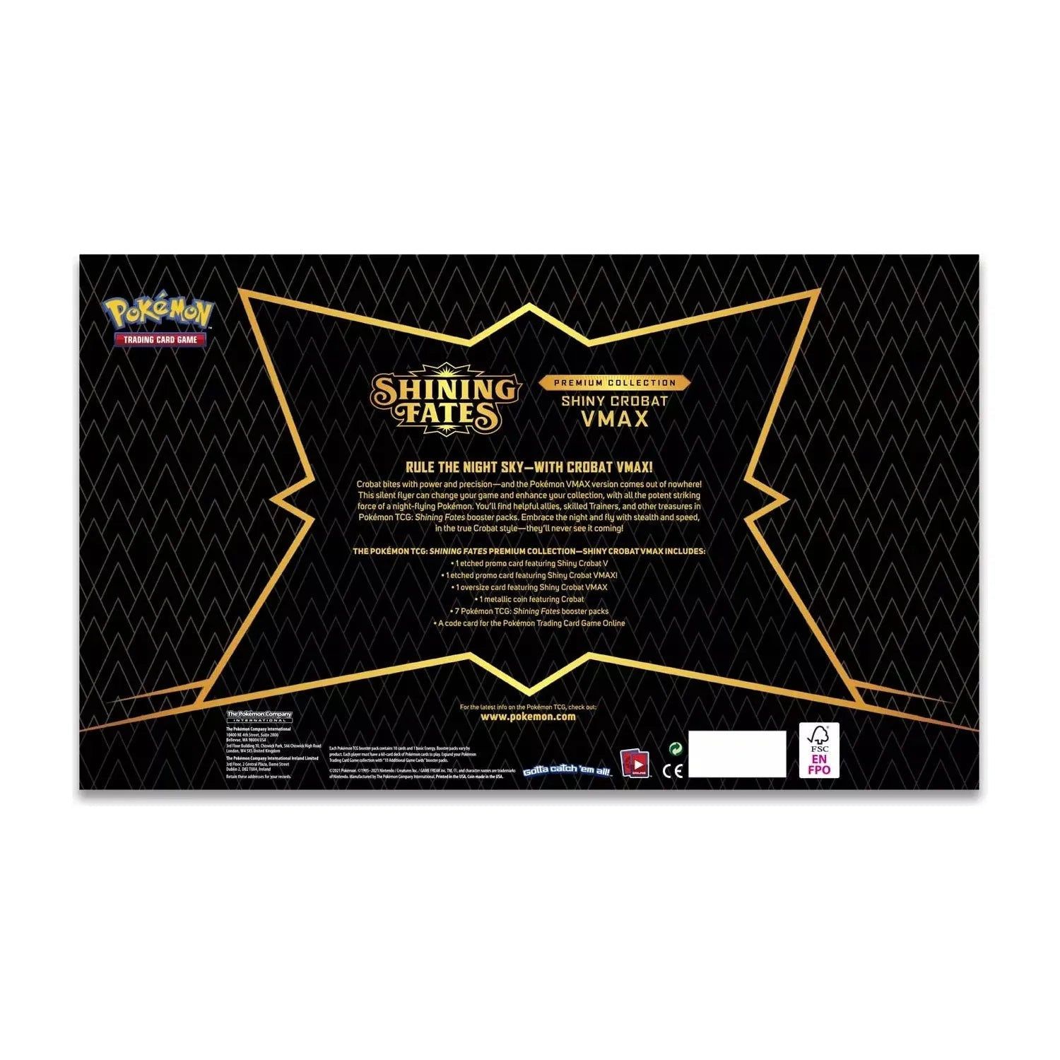 Pokémon Épée et Bouclier Shining Fates Crobat VMAX Premium Collection (anglais)