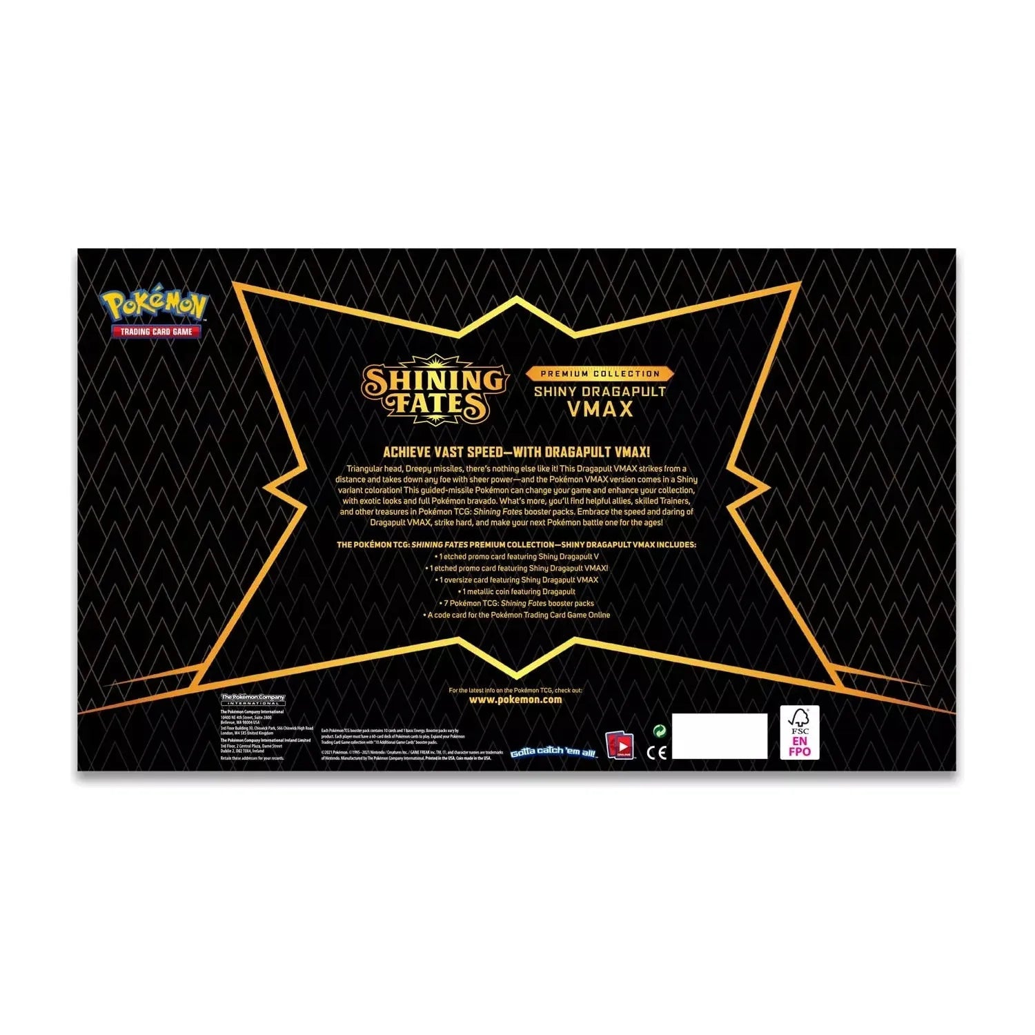 Pokémon Épée et Bouclier Shining Fates Dragapult VMAX Premium Collection (anglais)