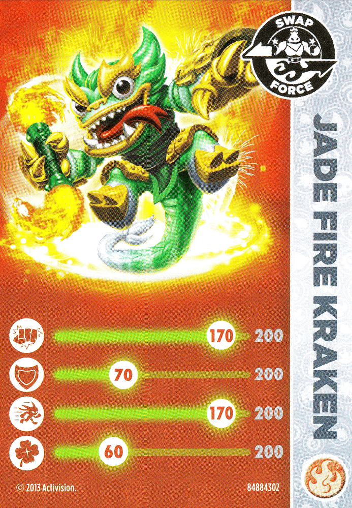Skylanders Swap Force Jade Fire Kraken Karte