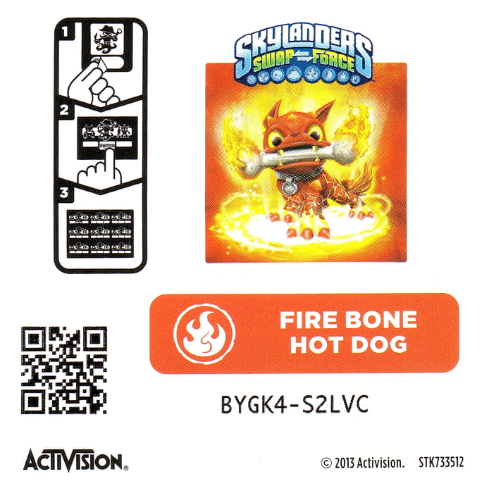 Skylanders Swap Force Fire Bone Hot Dog Aufkleber