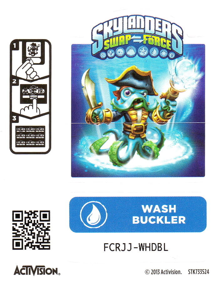 Skylanders Swap Force Wash Buckler Aufkleber