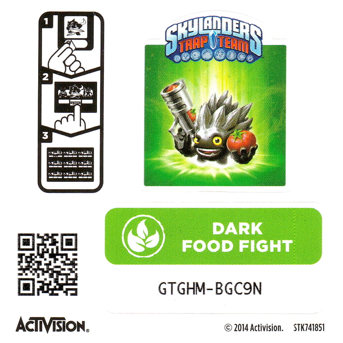 Skylanders Trap Team Dark Food Fight Aufkleber